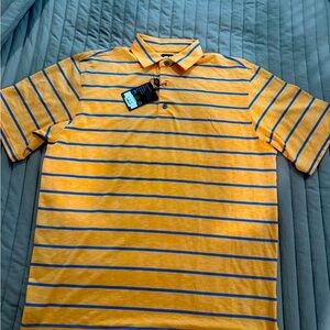 FootJoy Orange and Blue Polo Shirt with Horizontal Stripes